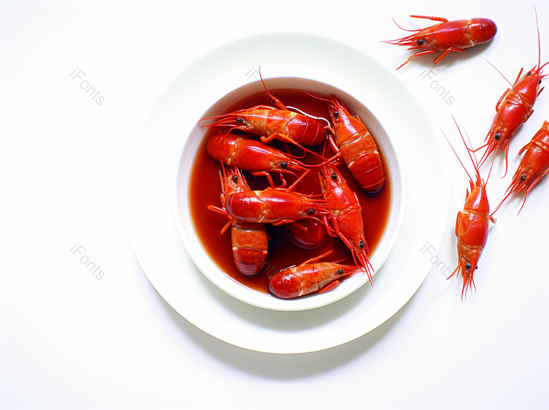 电商产品拍摄美食美味食物夏季麻辣小龙虾白色背景,高清,摄影图,摄影图片,图片大全,摄影图免费下载